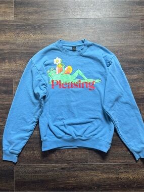 Pleasing Blue Frog Harry‎ Styles Pullover Sweatshirt Size Large